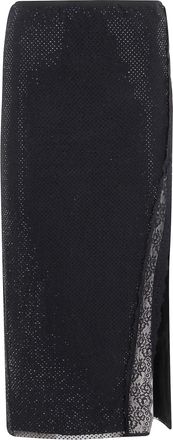 Self Portrait Black Rhinestone Midi Skirt