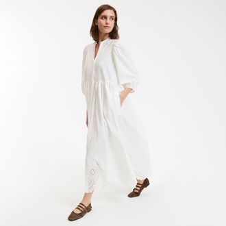 La Redoute Collections Wijd uitlopende jurk, lang, Engels kant