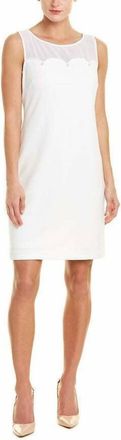 Karl Lagerfeld Paris Shift Illusion Faux Pearl Button Dress In White
