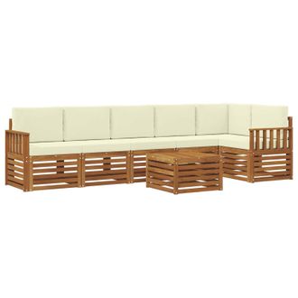 vidaXL Conjunto De Sof&aacute; Seccional Con Coj&iacute;n 7 Pcs Natural Y Crema Vidaxl
