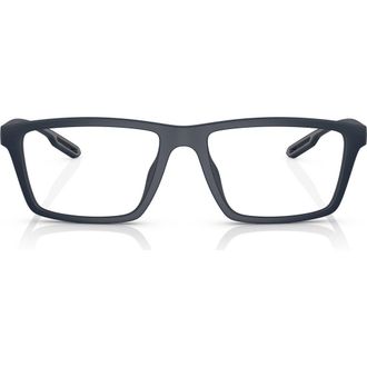Emporio Armani 55mm Rectangle Optical Glasses in Matte Blue /Clear at Nordstrom