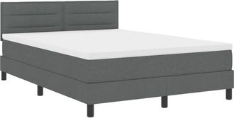 vidaXL Box Spring Bed with Mattress Dark grey 140 x 200 cm Fabric vidaXL