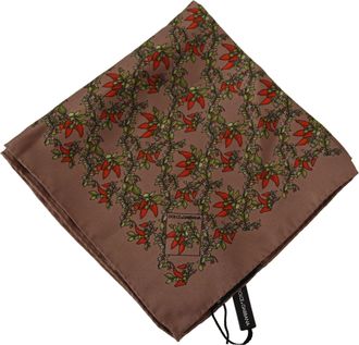 Dolce & Gabbana Mens Brown Carrots Print Silk Handkerchief Accessory