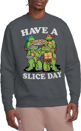 Teenage Mutant Ninja Turtles Tmnt Have A Slice Day Crew Sweatshirt, Charcoal, Small