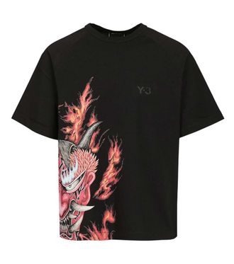 Yohji Yamamoto Black Graphic Logo T-Shirt