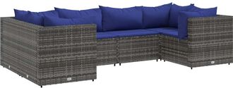 vidaXL Vidaxl Set Divani Da Giardino 6 Pz Con Cuscini In Polyrattan Grigio