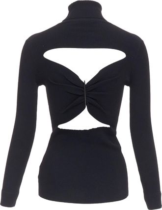 Jil Sander open back bar ruched turtleneck top