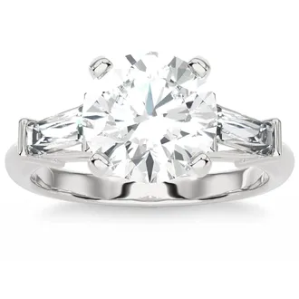 Pompeii3 Certified 2 5/8Ct 3-Stone Baguette Diamond Engagement Ring 14k Gold Lab Grown