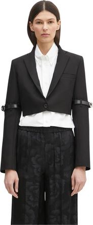 Coperni Hybride Cropped Tailored Blazer - Dames - Blazers - Zwart - S - Polyester - Jassen