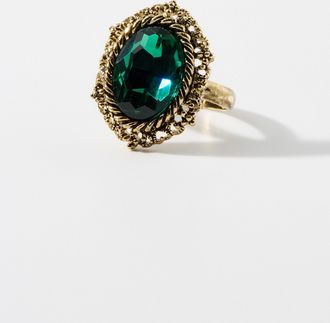 Simons Womens Emerald stone decorative ring