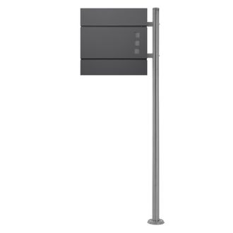 ECD Germany Ecd Germany Buz&oacute;n De Acero Inoxidable Exterior Con Soporte Poste 120cm Casillero Plata 37x10,5x36,5cm, Moderno Con Compartimento Para Peri&oacute;dicos, Plac