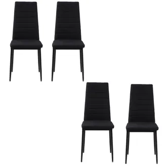 HOMCOM Set 4 Sedie Imbottite Per Cucina O Soggiorno In Metallo E Tessuto Nero - Homcom
