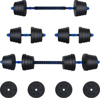 vidaXL Juego De Mancuernas 2 En 1 40 Kg Negro Y Azul Vidaxl