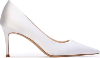 Black Suede Studio Mia 80 Satin Pump in White Satin at Nordstrom, Size 38.5