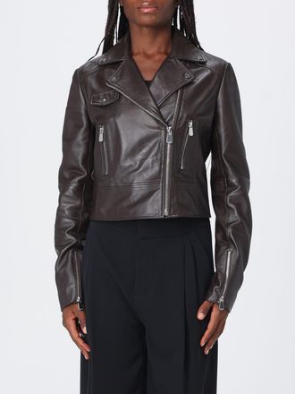 Pinko Giacca biker corta New Sensibile in nappa di agnello con zip asimmetrica