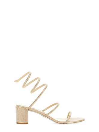 Rene Caovilla Cleo Block Heel Leather Sandals