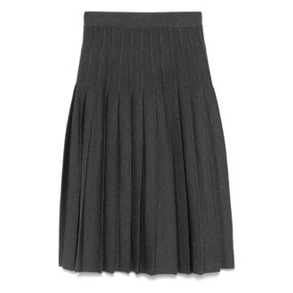 Thom Browne Midi Skirts, female, Gray, XS, Pleated Pointelle Skirt