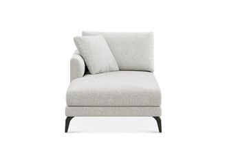 Castlery Lena Left Chaise Sofa Customized, Performance Boucle Light Grey, Matte Black Legs, Spill Resistant, Removable Covers for Castlery Sofas