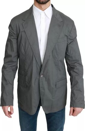 Dolce & Gabbana Gray Cotton Single Breasted Formal Mens Blazer