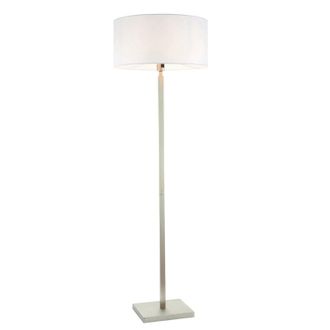 Loops Floor Lamp Light Matt Nickel & Vintage White Fabric 60W E27 Base & Shade