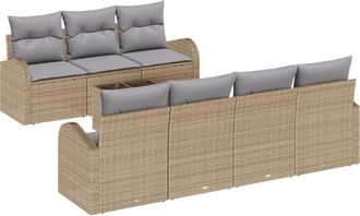 vidaXL Garden Sofa Set 8 pcs Beige 55 x 55 x 37 cm Poly Rattan Vidaxl