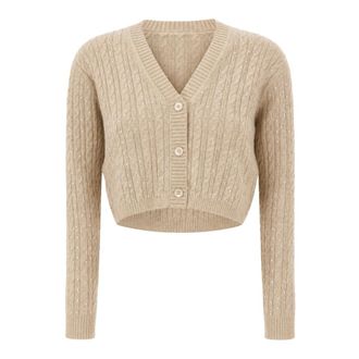 Max Mara Tamigi Cardigan - Dames - Truien - Beige - Maat: L Zijde