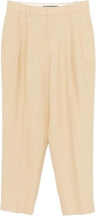 Ralph Lauren Dutan Pleated Broeken - Dames - Broeken - Beige - 2XS - Leer - Broeken