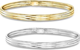 Ross-Simons Italian 10kt 2-Tone Gold Jewelry Set: 2 Mesh Stretch Bracelets