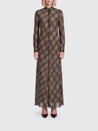 Dries Van Noten Long Check Silk Blend Shirtdress