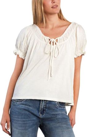 BILLY T Gathered Cotton Peasant T-Shirt in White Flower at Nordstrom, Size X-Small