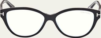 Tom Ford Blue Blocking Rounded Acetate Cat-Eye Glasses