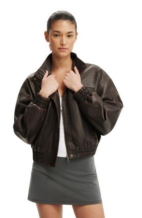 Cotton On Womens Easton Funnel Neck Bomber in Cherry Choc at Nordstrom, Size Large