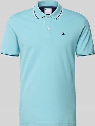 Champion Slim Fit Poloshirt mit Label-Stitching in Hellblau, Gr&ouml;&szlig;e XXL