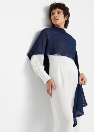 Bonprix Strickponcho BONPRIX Poncho-Schal, Damen, blau (dunkelblau), Obermaterial: 100% Polyester, l&auml;ssig geschnitten, Pullover Strickponcho, aus Polyester, l