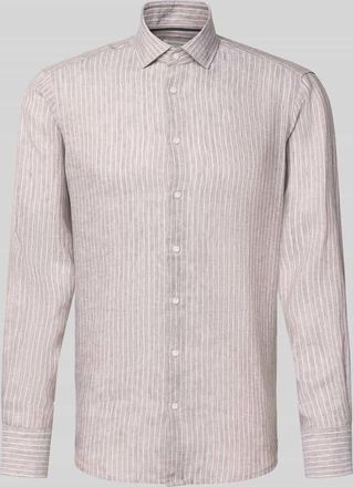 Christian Berg Regular Fit Leinenhemd mit Kentkragen in Mittelbraun, Gr&ouml;&szlig;e 37/38