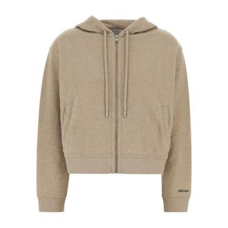 Maison Kitsun&eacute; Comfort Zipped Light Fleece Hoodie - Dames - Vesten met rits - Beige - L - Katoen - Hoodies & sweatvesten