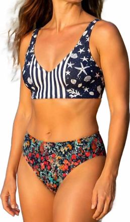 Tribal Reverse It Swim Bottom In Navy/floral