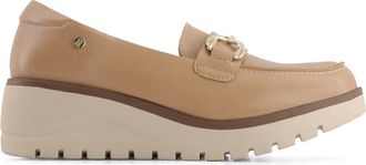 Andrea Womens Casual Wedge Loafers In Beige