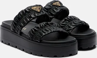 Prada Matelass&eacute; leather platform sandals
