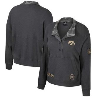 Colosseum Womens Colosseum Heather Charcoal Iowa Hawkeyes OHT Military Appreciation Payback Henley Thermal Sweatshirt at Nordstrom, Size Medium