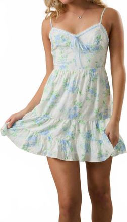 Le Lis Blanc Deux Floral Mini Dress In White/light Blue