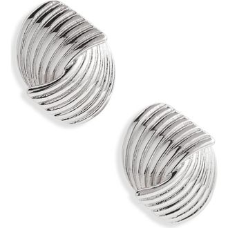 Open Edit Textured Stud Earrings in Silver at Nordstrom