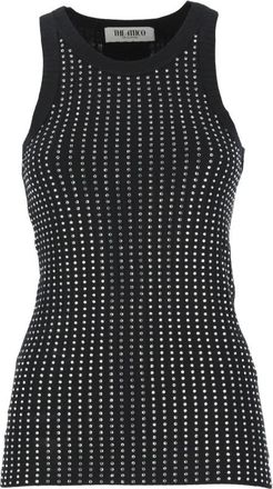 The Attico Zwarte katoenen top met pailletten van The Attico - Dames - Tops zonder mouwen - Zwart - S - Katoen - Tops