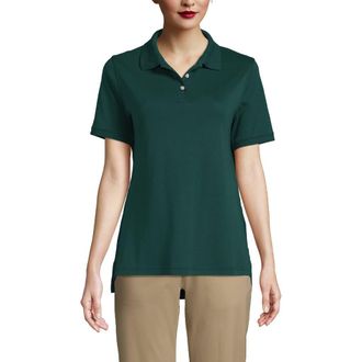 Lands End School Uniform Short Sleeve Interlock Polo Shirt in Evergreen at Nordstrom, Size Medium