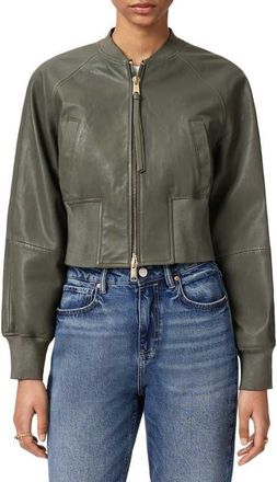AllSaints Suri Leather Bomber Jacket in Caledon Green at Nordstrom, Size 4 Us