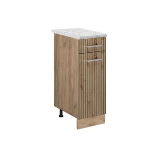Vicco Mueble Bajo De Cocina R-line, Roble Artesanal, 30 Cm Et M&aacute;rmol