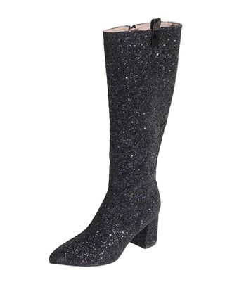 Generic Womens Pointed Toe Knee High Boots Thin High Heels Side Zipper Elegant Pumps Shoes