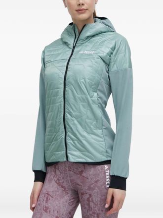 adidas quilted hooded jacket - women - Recycled Polyester/Elastane - M - Green