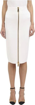 Elisabetta Franchi Gebreide Rok met Rits - Dames - Rokken - Wit - Maat: S Viscose