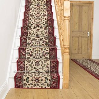 Runrug Stair Runner Carpet for Staircases - Soft & Comfy, 9mm - Traditional in Cream | Size: 80 cm x 450 cm